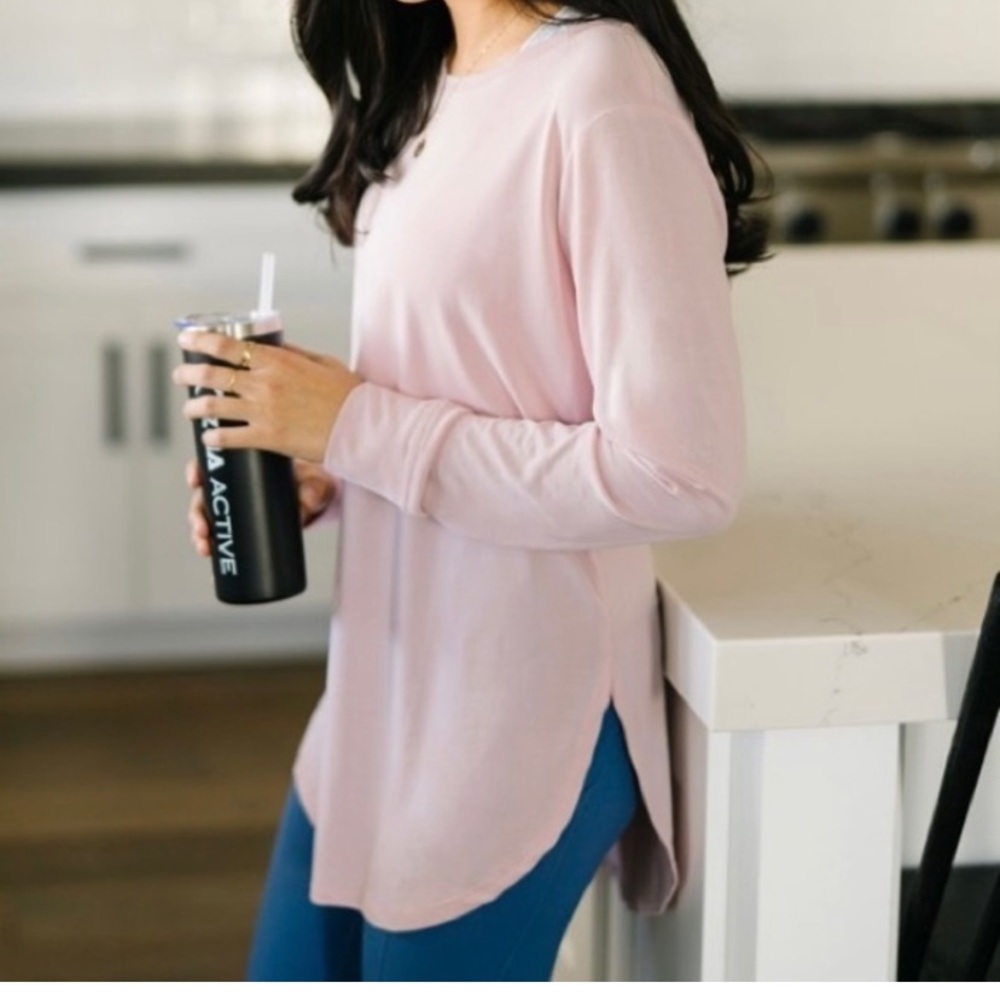 NWT Zyia Pink Perfect Slit Long Sleeve T Size L